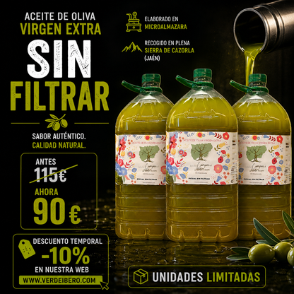 AOVE PICUAL VIRGEN EXTRA SIN FILTRAR - NUEVA COSECHA 25/26 - Pack 3 x 5 L