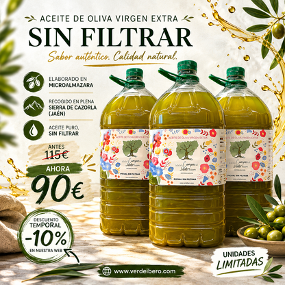 AOVE PICUAL VIRGEN EXTRA SIN FILTRAR - NUEVA COSECHA 25/26 - Pack 3 x 5 L