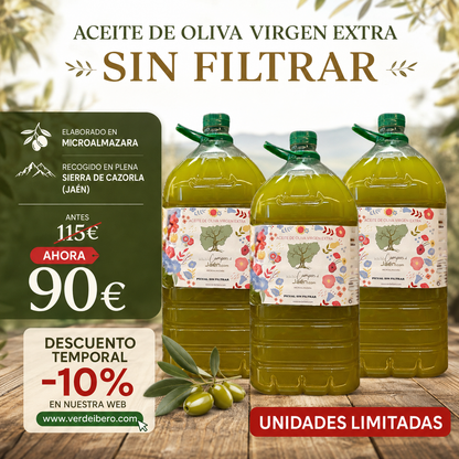AOVE PICUAL VIRGEN EXTRA SIN FILTRAR - NUEVA COSECHA 25/26 - Pack 3 x 5 L